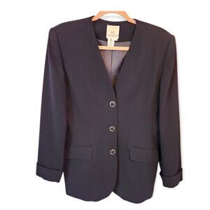 En Avance Women's Black 3 Button Wool Jacket Blazer Size 10